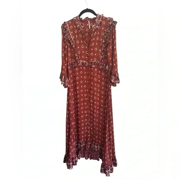 FREE PEOPLE CALICO SKIES MIDI DRESS - Picture 8 of 16